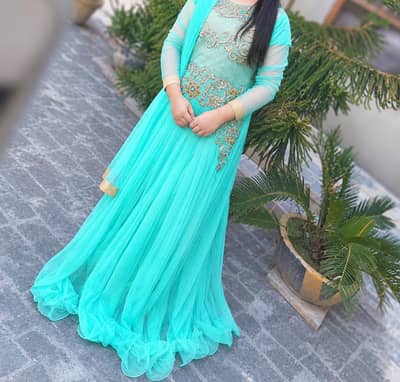 sky blue embroidery dress