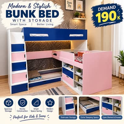 Space-Saving Bunk Bed with Staircase Storage & Drawers