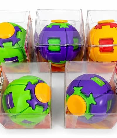 Stress Relief Ball Press-to-Spin Fidget - Assorted Colors