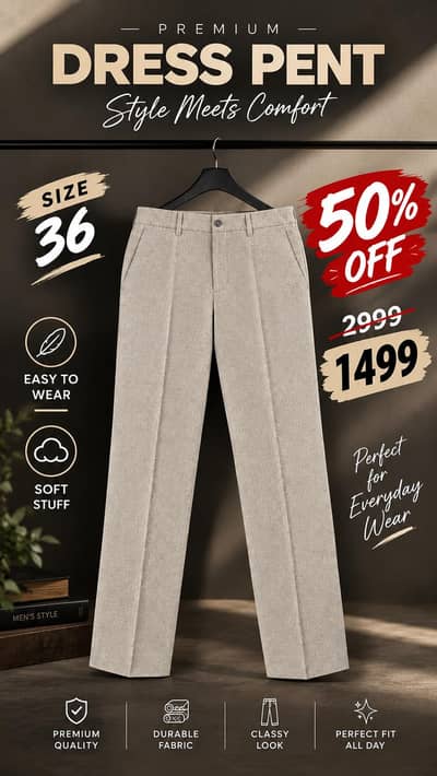 Men’s Dress Pant | Size 36 | 50% OFF  Description: