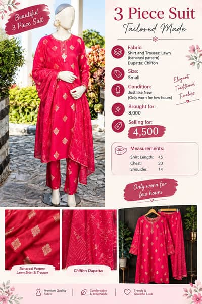 Original J. Junaid Jamshed Stitched 3-Piece Festive Dress