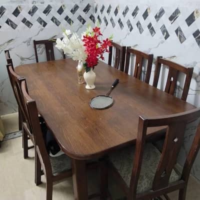 Dining table - 8 chairs, sheeshum & plywood.