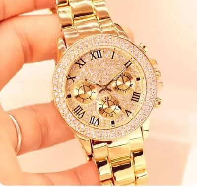 Imported Golden Chain Watch For Girls - New Design 2026
