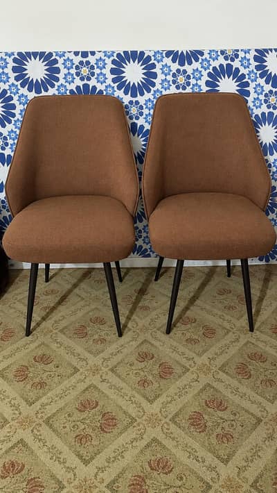 Set of 2 Mid-Century Modern Accent Chairs – Brown Fabric