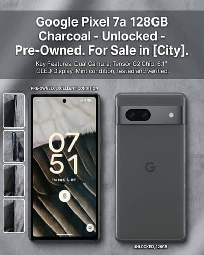 Google Pixel 7a (128GB Storage, 8GB RAM) - Charcoal Color