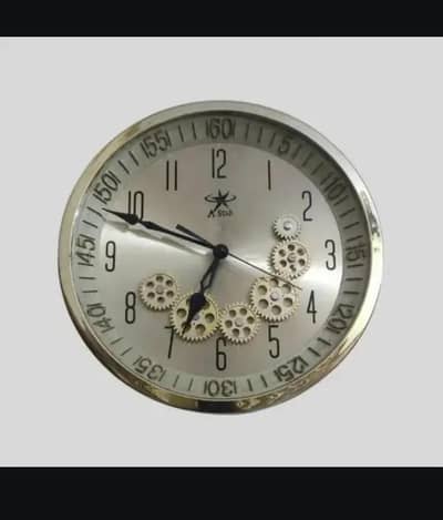 A Star wall clock with unique gear design.