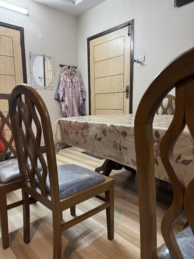 Dining table with six chairs
