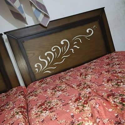 2 single bed with Mattress&side table 2 single almari