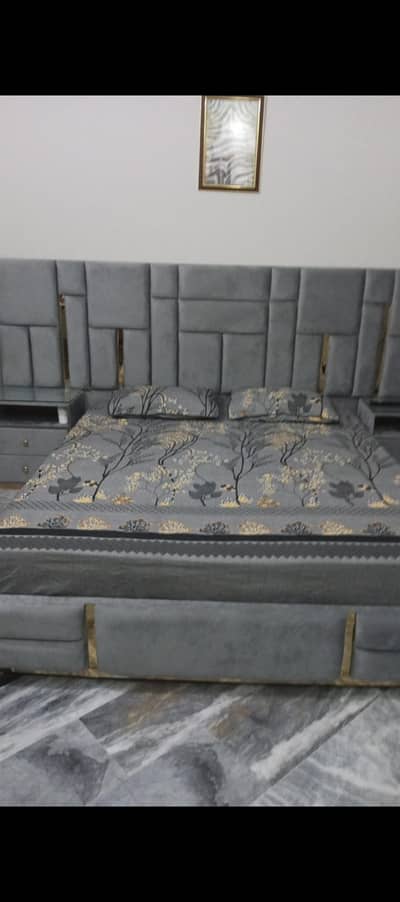 bed with side table