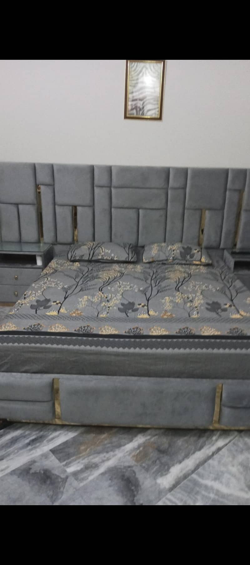 bed with side table 0