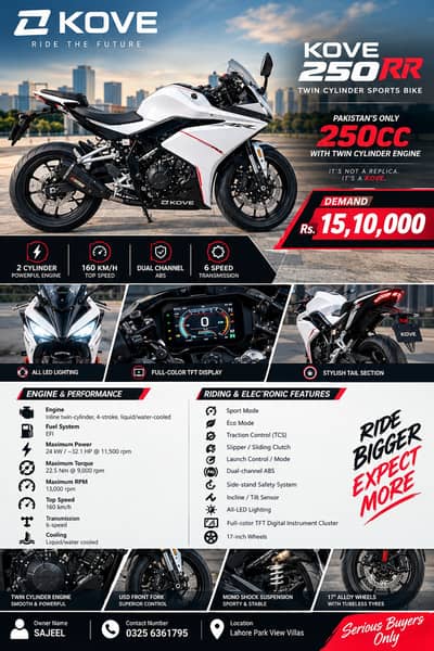 KOVE 250RR 250cc Twin  | Registered | 500KM | First Owner | 551 KM Use