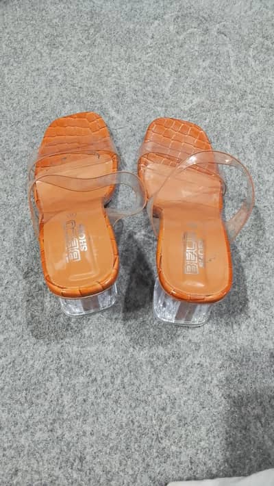 orange transparent block heels - size 7 - brand new collection - Beco