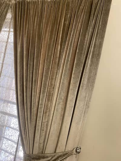 Velvet curtains & Organza Embroidered Blinds (2 set)