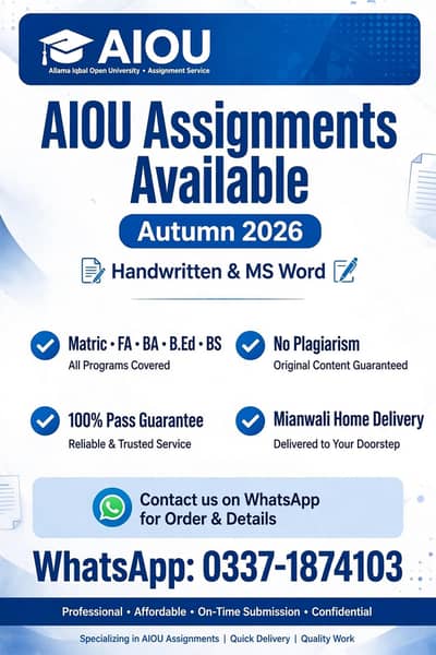 aiou assignmentent 2026 mianwali