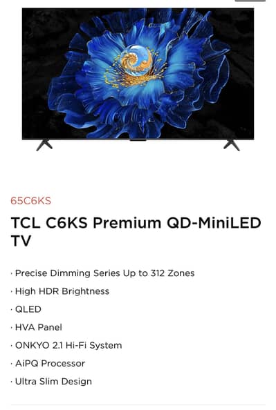 TCL C6KS Premium QD-MiniLED TV  - prestine quality as brand new