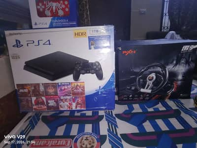 PS4 slim and  racing wheel