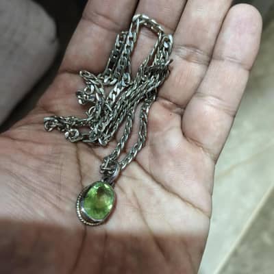 Original Silver chain with Peridot Gemstone Locket for sale
