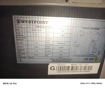 west Point standing defreezer