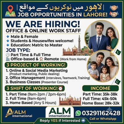 OLX title office and Oline Work Jobs Available – Male/Female (Lahore)