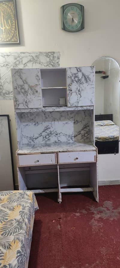 Study Table with Storage | 2 Drawers + Upper Cabinets | Used |