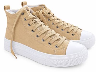 beige high Top Canvas platfrom sneakers Size 40