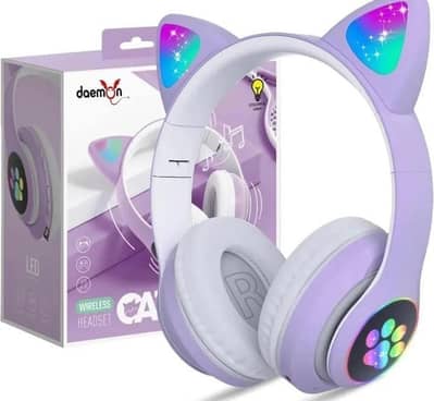 STN-28 Wireless Cat Ear Headphones (LED Lights & HiFi Bass)
