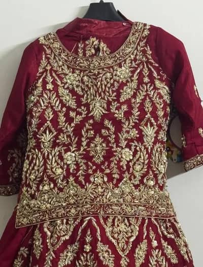 Heavy Maroon Bridal Lehenga - Full Dabka Zari work -Barat Dress