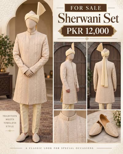 Sherwani Set for Sale – PKR 12,000