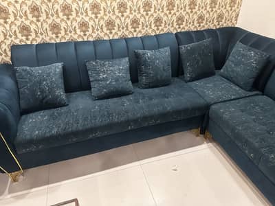 Green colour L shaped 7 seaters sofa