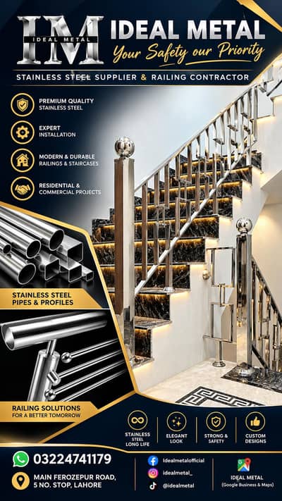 Stainless Steel Railings, Grills, Partition walls, Framework & Fence