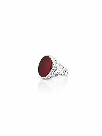 Italian Silver Aqeeq Stone Ring for Boys