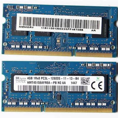 Laptop Ram 8gb DDR3 PC3L 12800s 2 Stick 8gb x2 fresh condition