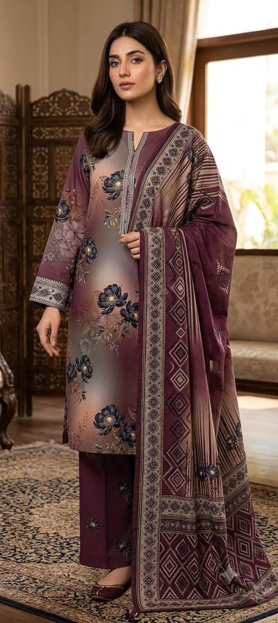 Premium Digital Printed Lawn 3-Piece Unstitched Suit