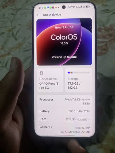 OPPO Reno13 Pro official pta prove 12/512 with full box