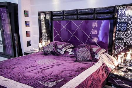 Deco bed embelished with rexine, custom made by Bobby Furniture shop