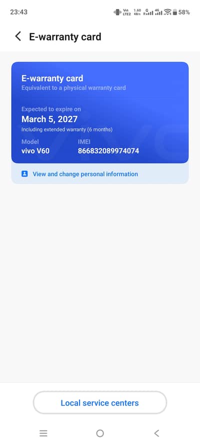 Vivo V60 12+12 256 GB