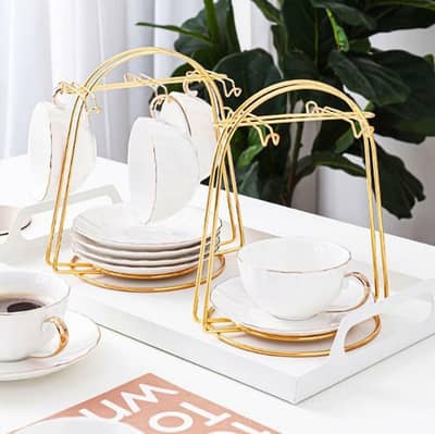 Golden metal cup holder