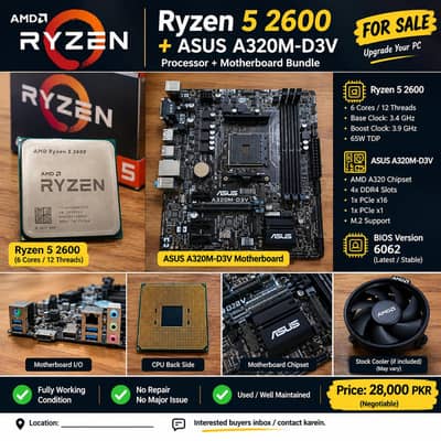Ryzen 5 2600 Processor + ASUS A320M
