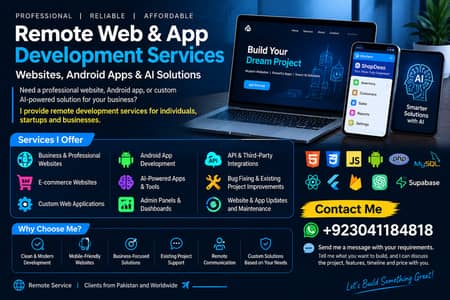 Remote Web & App Development Services | Websites, Android Apps