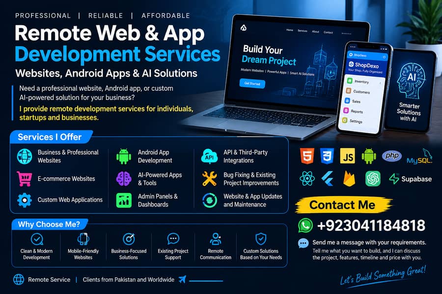 Remote Web & App Development Services | Websites, Android Apps 0