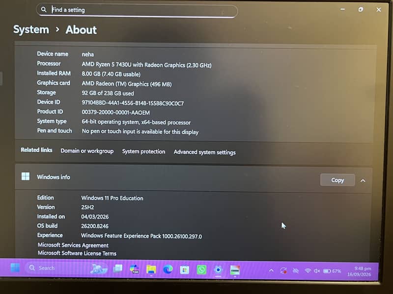 Mechrevo Laptop Model: R14P risen 7430U processor 256gb rom 8gb ram 5