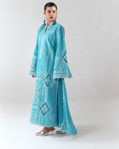 Dhanak 3 Pcs Women Suit Heavy Embroidered Shawl Unstitched