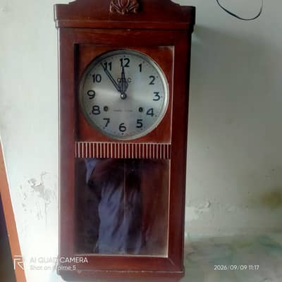 Large Antique Wooden Wall Clock – 90 Years Old (Mechanical