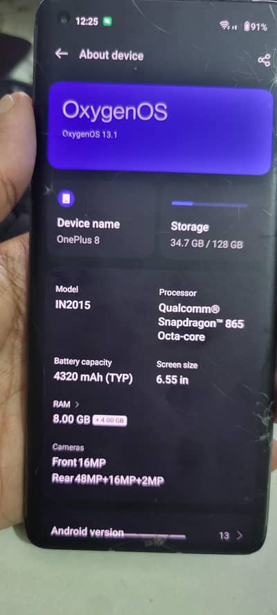 One Plus 8 front back crack only