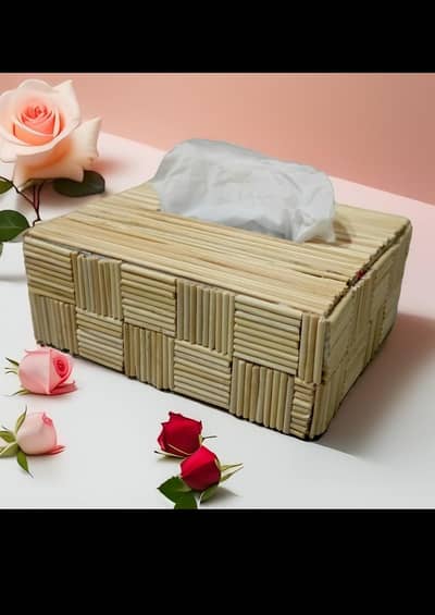 hand made wooden sticks tissue box