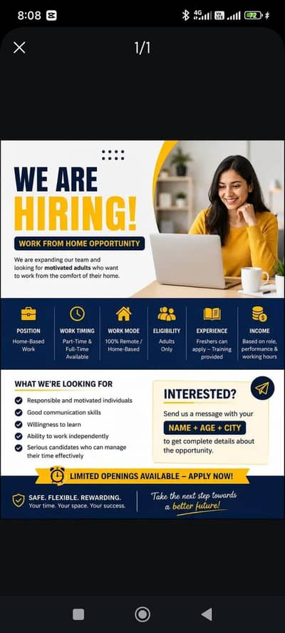 WE HIRING MALE AND FEMALE STAFF FOR OFFICE WORK