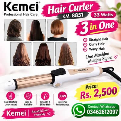 Kemei Hair Curler 33 Watts KM-8851 3 in One