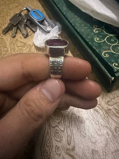 Silver Ring With Original Ruby Stone.