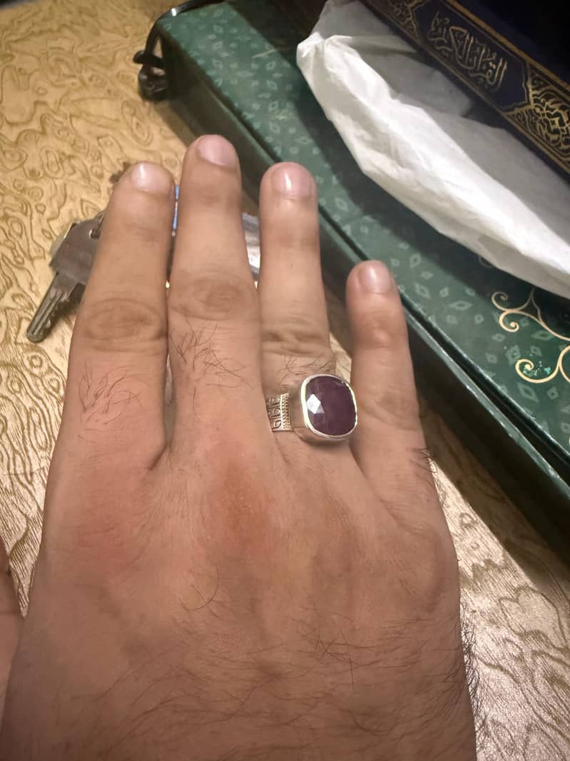 Silver Ring With Original Ruby Stone. 1