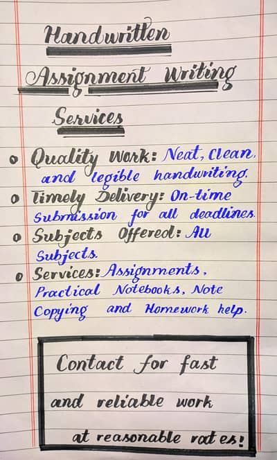 Hand written assignment work available